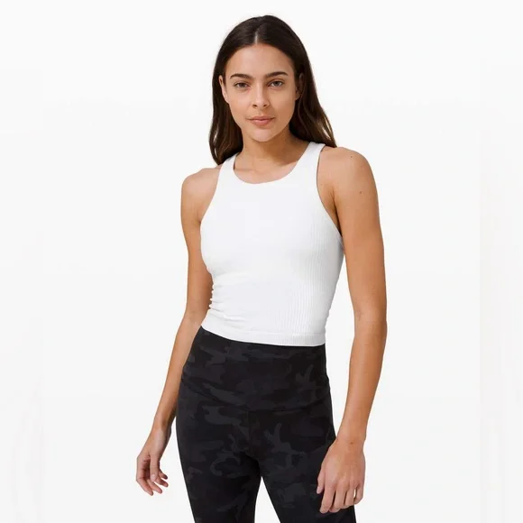 Lululemon Ebb to Street Racerback Crop Tank Size 4 White - Picture 1 of 10